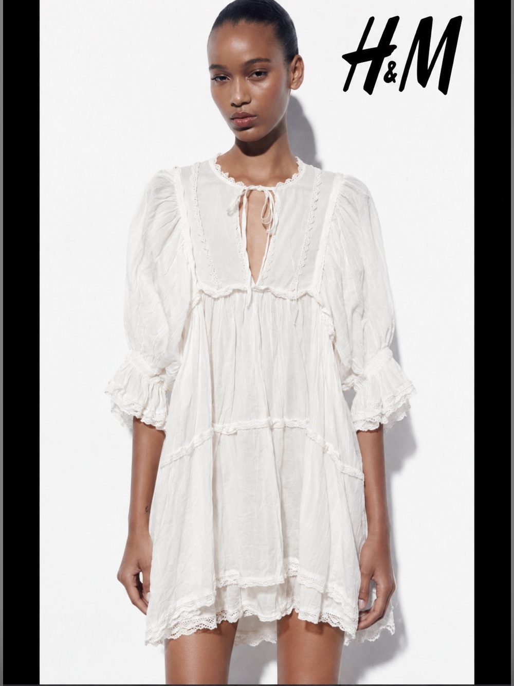 H&M Cream Ruffled dress